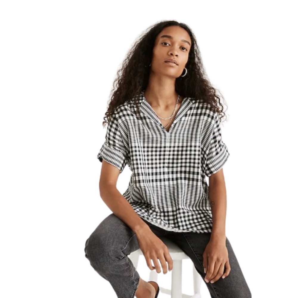 Madewell Women's Double-Faced Hayden Popover Top in Breeney Plaid Size XXS